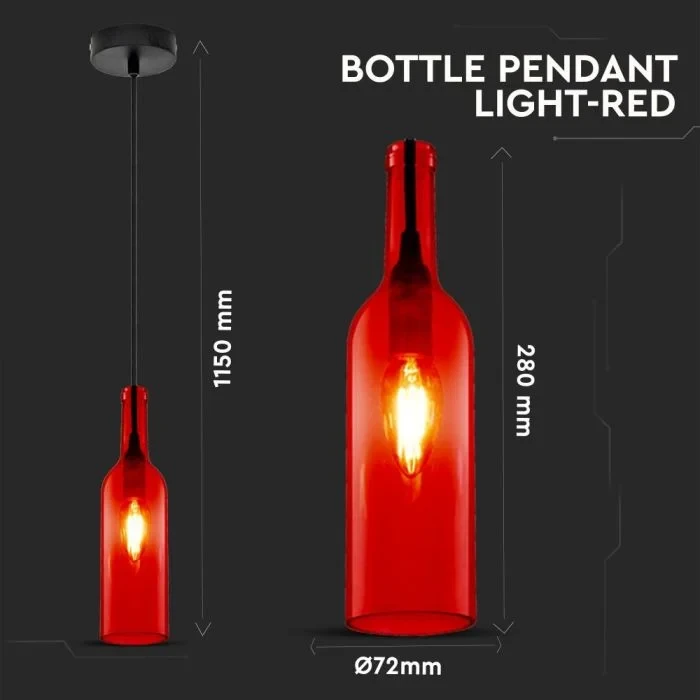 Fles Hanglamp, E14, Rood
