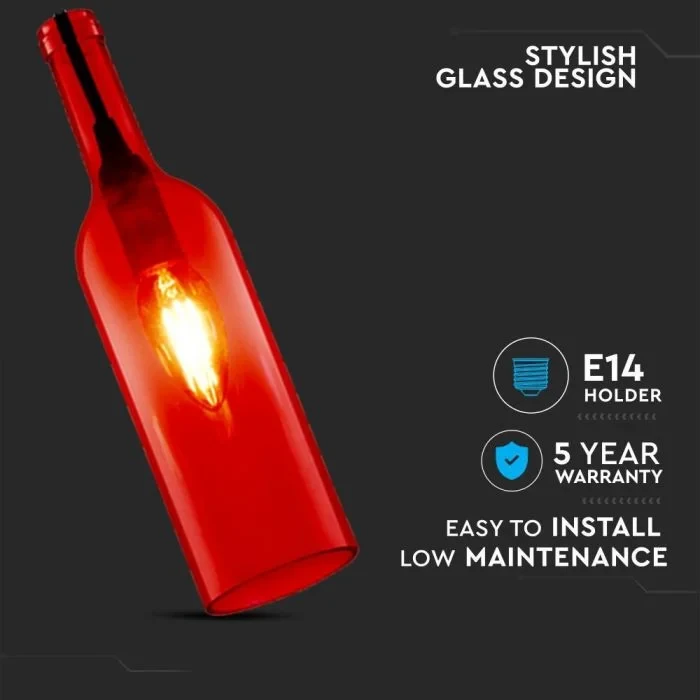 Fles Hanglamp, E14, Rood