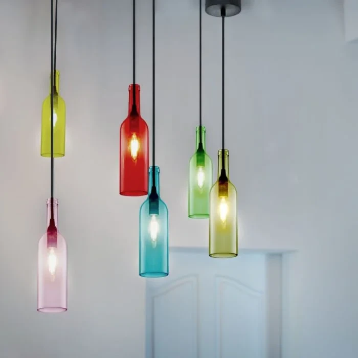 Fles Hanglamp, E14, Rood