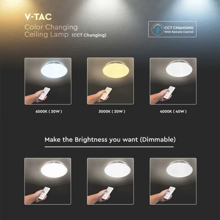 LED Designer Dome Lamp, 20W/40W/20W, CCT Dimbaar, Afstandsbediening