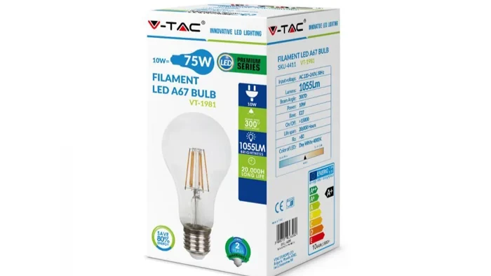 LED Filament Lamp, 10W, 6400K, E27