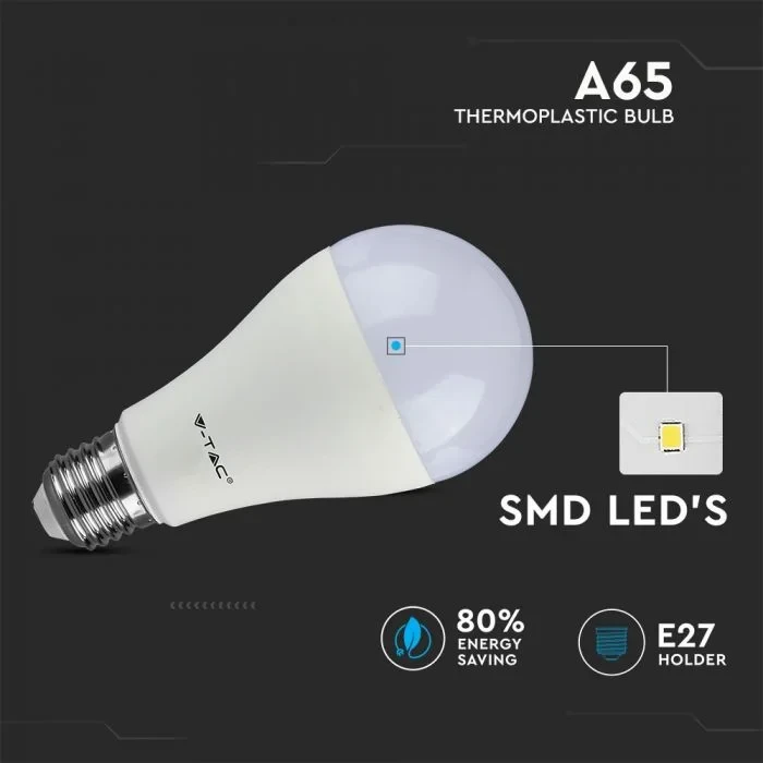LED Lamp, Plastic, 15W, 4000K, E27