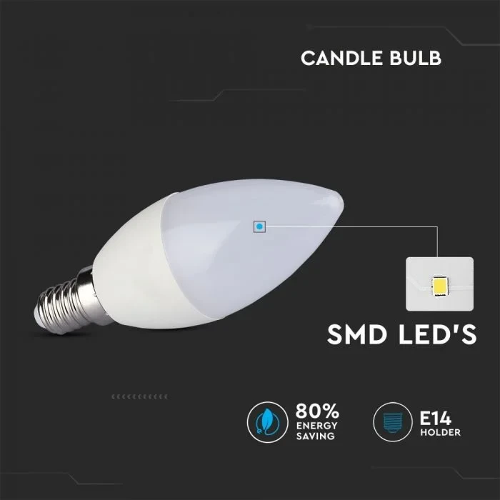 LED Kaarslampen, E14, 5.5W, 6400K Koud Wit, 3-pack, 470 lumen