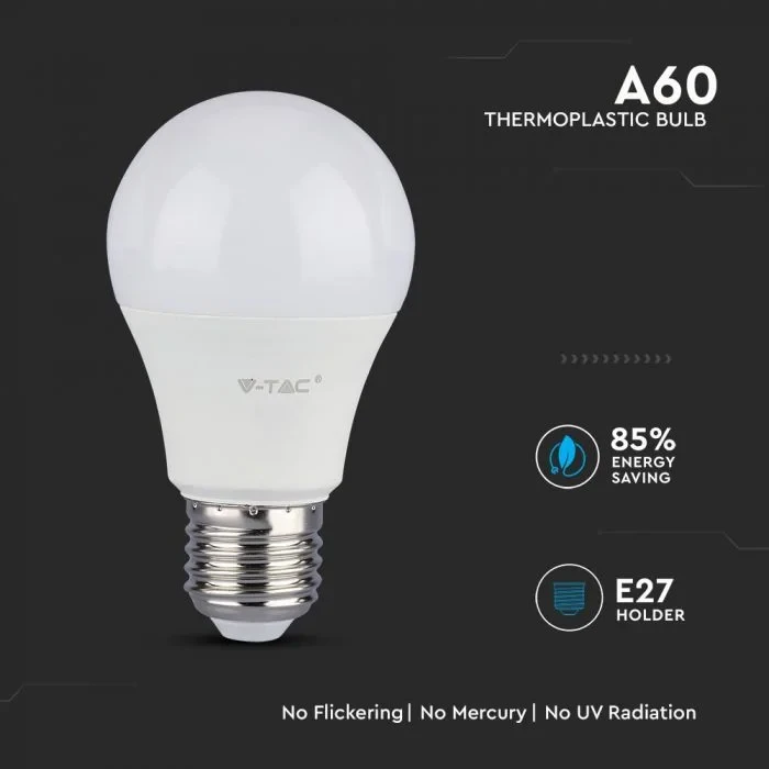 LED Lamp, 9W, Samsung Chip, 6400K Koud Wit, E27, 806 lumen