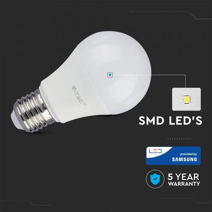 LED Lamp, 9W, Samsung Chip, 6400K Koud Wit, E27, 806 lumen