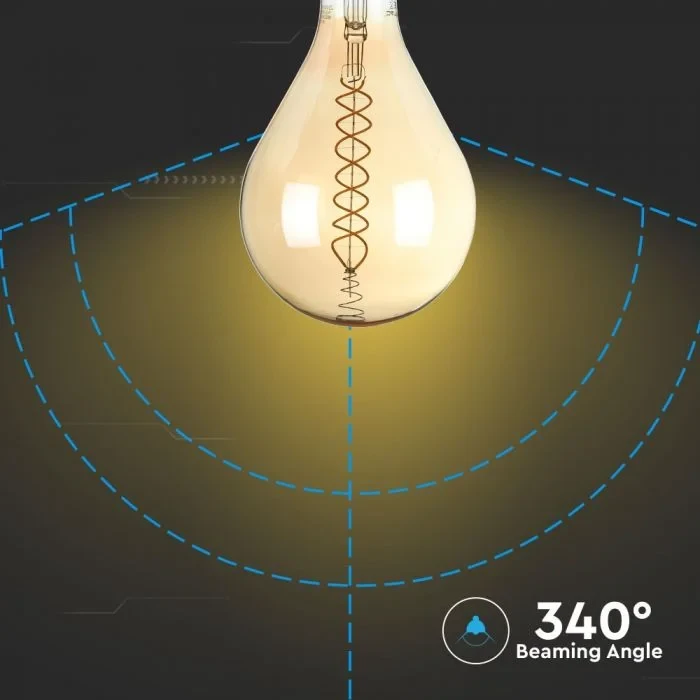 LED Filament Lamp A165, 8W, 2000K Warm Amber, E27, Dimbaar, 500 lumen