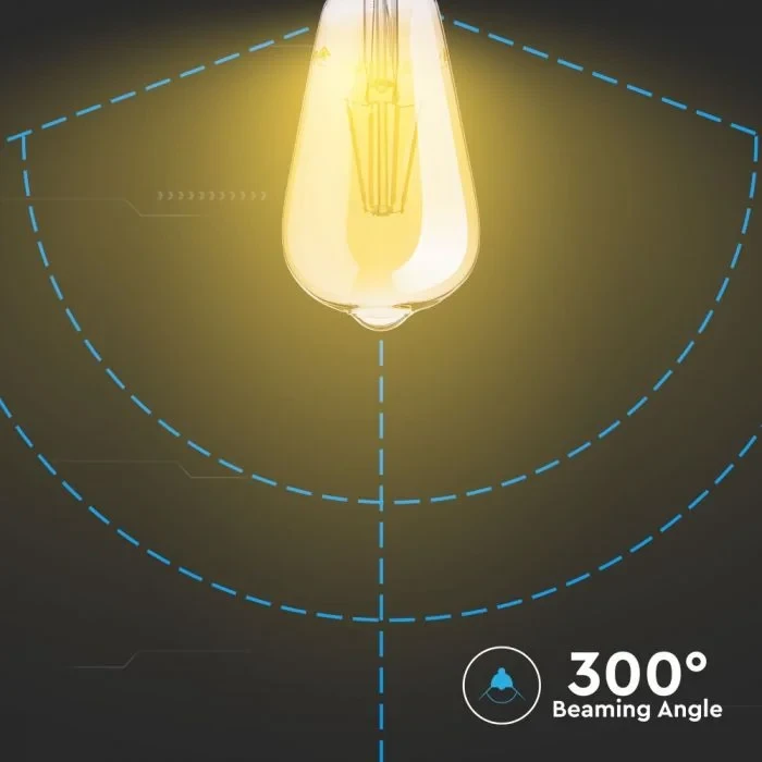 LED Filament Lamp ST64, 6W, 2200K Warm Amber, E27, 500 lumen