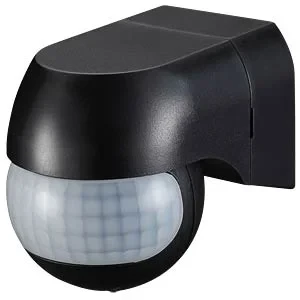 PIR Bewegingssensor voor Wand, IP44, Zwart, Max. 400W LED
