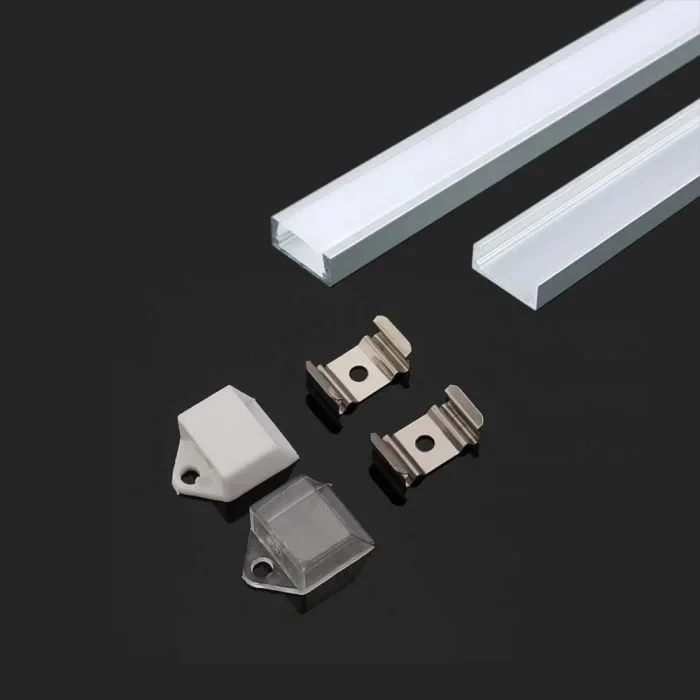 LED Strip Montagekit met Diffuser, Aluminium, 2000x16x7 mm, Melkachtig