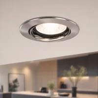 LED GU10 Inbouwspot Armatuur, Rond, Kantelbaar, IP20, Satijn Nikkel