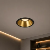 LED GU10 Inbouwspot Armatuur, Rond, IP20, Mat Zwart + Gold