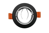 LED GU10 Inbouwspot Armatuur, Rond, Kantelbaar, IP20, Mat Zwart + Zilver