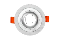 LED GU10 Inbouwspot Armatuur, Rond, Kantelbaar, IP20, Geborsteld Aluminium + Zilver