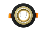 LED GU10 Inbouwspot Armatuur, Rond, Kantelbaar, IP20, Mat Zwart + Goud
