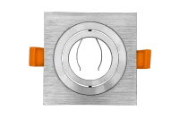LED GU10 Inbouwspot Armatuur, Vierkant, Kantelbaar, IP20, Geborsteld Aluminium + Zilver