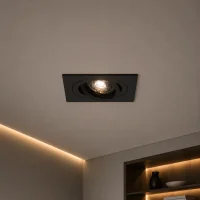 LED GU10 Inbouwspot Armatuur, Vierkant, Kantelbaar, IP20, Mat Zwart