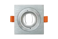 LED GU10 Inbouwspot Armatuur, Vierkant, Kantelbaar, IP20, Geborsteld Aluminium + Zilver
