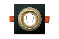 LED GU10 Inbouwspot Armatuur, Vierkant, Kantelbaar, IP20, Mat Zwart + Gold