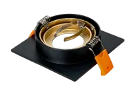 LED GU10 Inbouwspot Armatuur, Vierkant, Kantelbaar, IP20, Mat Zwart + Gold