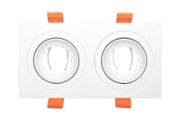 LED GU10 Inbouwspot Armatuur, Dubbel Vierkant, Kantelbaar, IP20, Wit