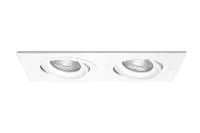 LED GU10 Inbouwspot Armatuur, Dubbel Vierkant, Kantelbaar, IP20, Wit