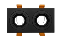 LED GU10 Inbouwspot Armatuur, Dubbel Vierkant, Kantelbaar, IP20, Mat Zwart