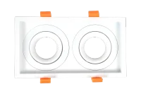LED GU10 Inbouwspot Armatuur, Dubbel Vierkant, IP20, Mat Wit