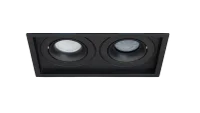 LED GU10 Inbouwspot Armatuur, Dubbel Vierkant, Mat Zwart