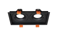 LED GU10 Inbouwspot Armatuur, Dubbel Vierkant, Mat Zwart