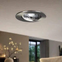LED Inbouwspot, Rond, 6W, Dim to Warm, 1800K-3000K, IP54 front, Dimbaar, Satijn nikkel