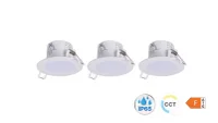Set van 3 LED Inbouwspots, CCT, Rond, Wit, IP65