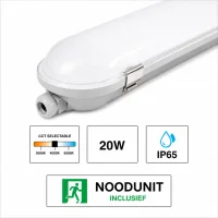 LED Waterdicht Armatuur Pro+ 120 cm, 20W, CCT, IP65, Noodunit