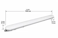 LED Waterdicht Armatuur Pro+, 150 cm, 55W, CCT, IP65, Noodunit