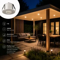 LED Verandaspot, 1W, 3000K, Aluminium