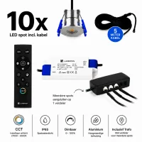 LED Verandaspot Set, 10x3W, CCT, IP65, Dimbaar, Aluminium, Inclusief Trafo