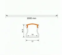 Aluminium U Profiel, 2m, 17x15mm, Grijs