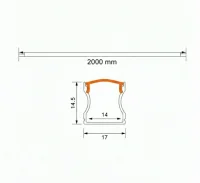 Aluminium U Profiel, 17x15mm, 2m, Zwart
