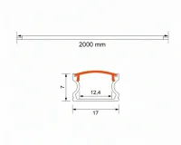 Aluminium U Profiel, 17x7mm, 2m, Zwart
