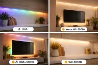 LED strip, 24V, RGB+3000K, IP20