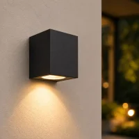 Moderne wandlamp, GU10 fitting, Aluminium, IP65, Zwart