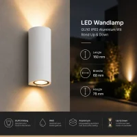 Moderne wandlamp wit, GU10 fitting, Aluminium, IP65