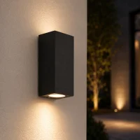 Moderne wandlamp, GU10 fitting, Aluminium, IP65, Zwart