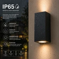 Moderne wandlamp, GU10 fitting, Aluminium, IP65, Zwart