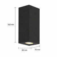Moderne wandlamp, GU10 fitting, Aluminium, IP65, Zwart