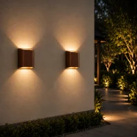 Moderne wandlamp corten, 2x5W, CCT, Aluminium, IP65