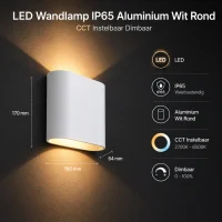 Moderne wandlamp wit, 2x5W, CCT, Aluminium, IP65