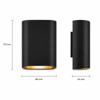 Moderne wandlamp zwart, 2x5W, CCT, Aluminium, IP65