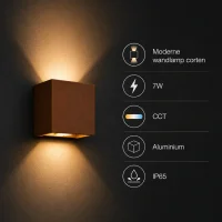 Moderne wandlamp corten, 7W, CCT, Aluminium, IP65