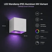 Wandlamp smart wit, 7W, RGBCW, Aluminium, IP65