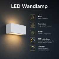 Moderne wandlamp wit, 4x3W, CCT, Aluminium, IP65